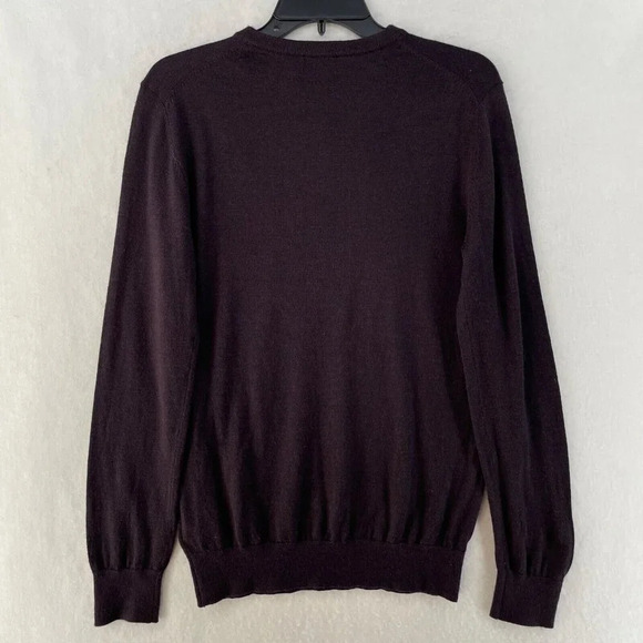 H&M Sweater Men's Sz S Dark Purple Pullover Cashmere V-neck Long Sleeve Stretch - Picture 2 of 12